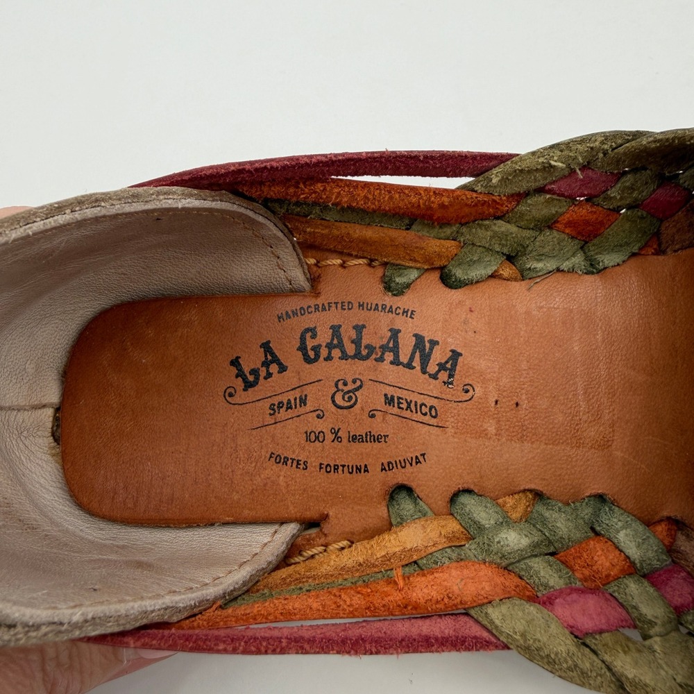 La Galana Handcrafted Leather Huarache Sandals Multicolor Woven Flats Size 38 - Picture 7 of 9